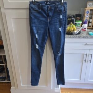 Hollister Dark Blue Distressed Skinny Jeans
